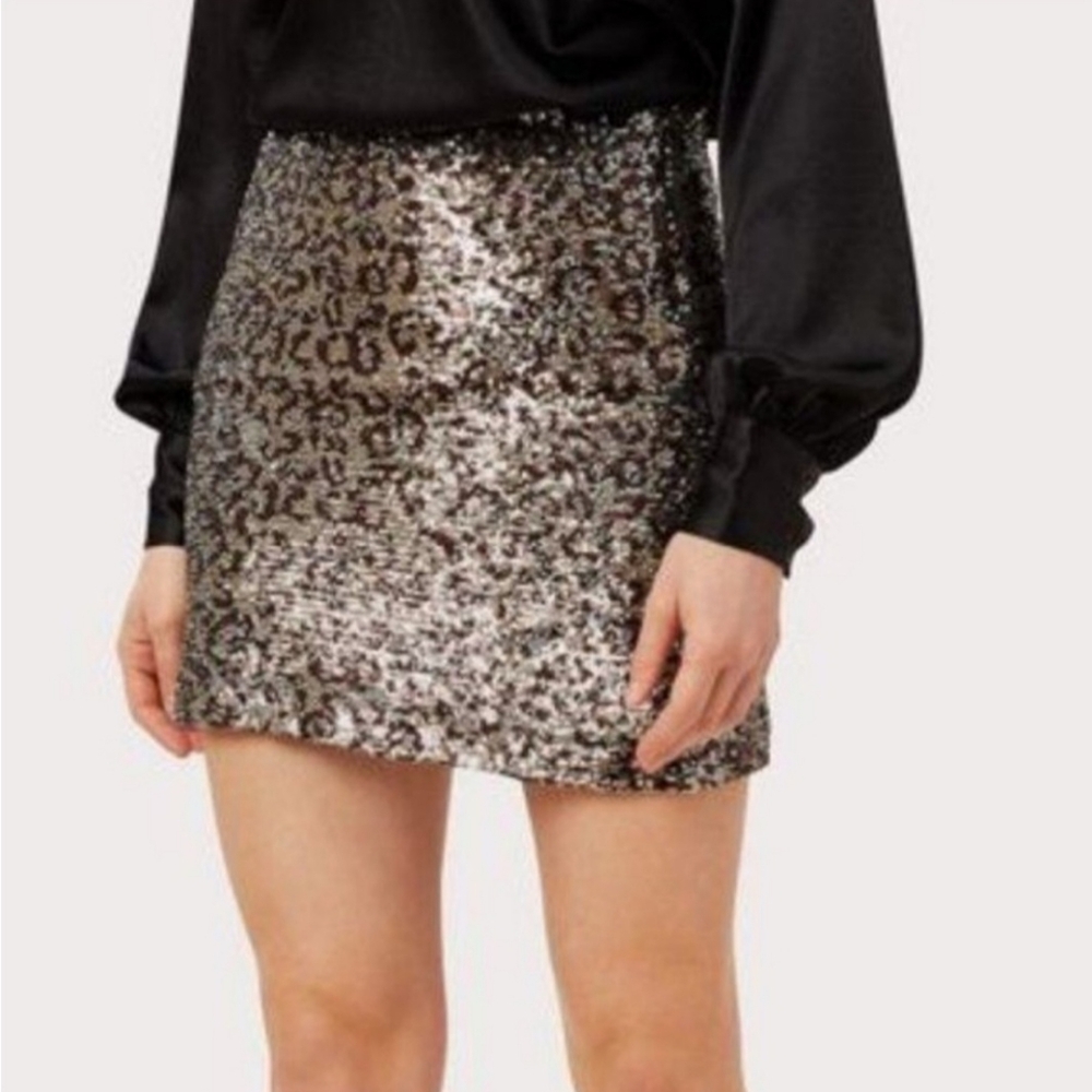 NWOT Milly Leopard Sequin Modern Mini Skirt